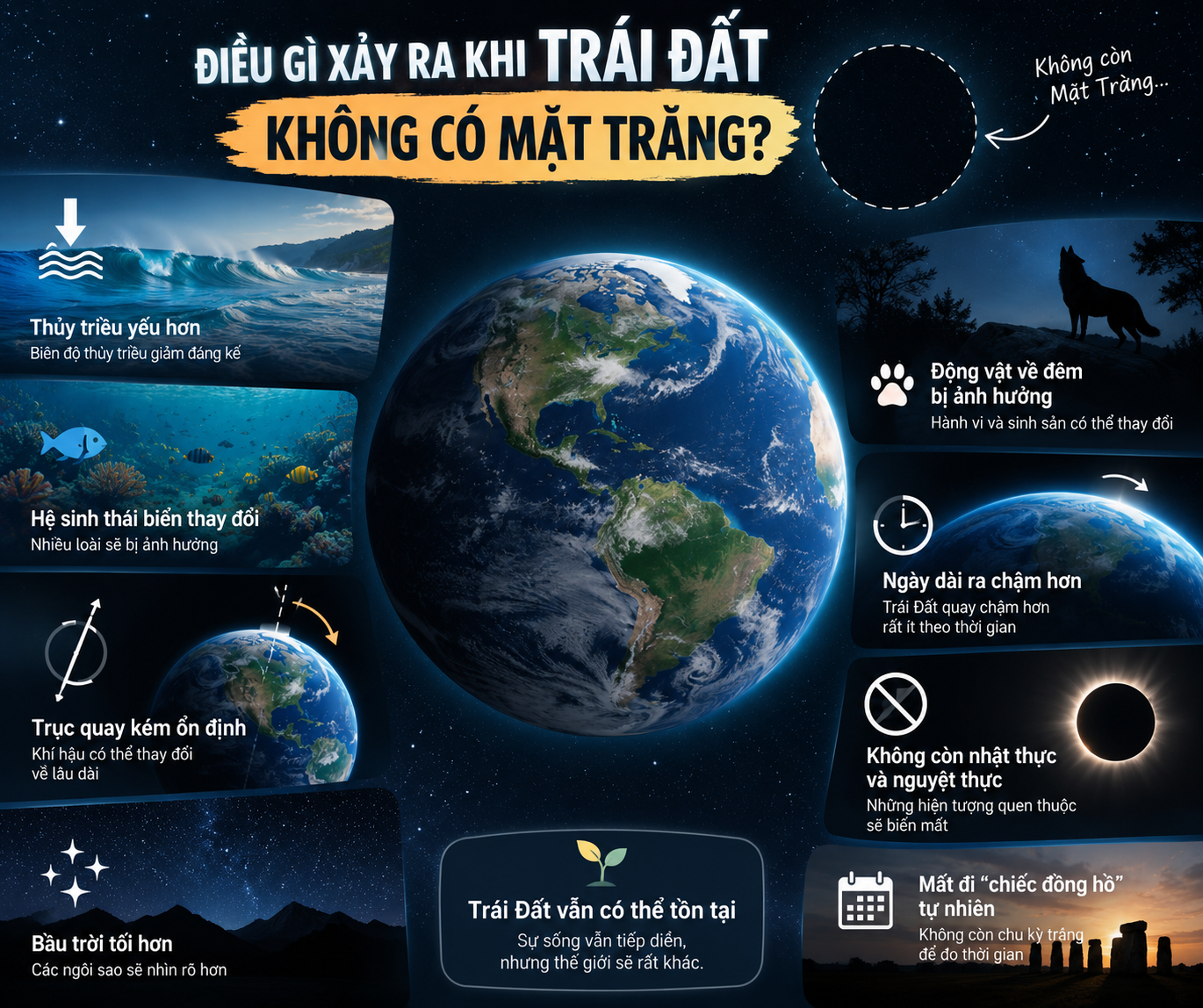 Điều Gì Xảy Ra Khi Trái Đất Không Có Mặt Trăng?
