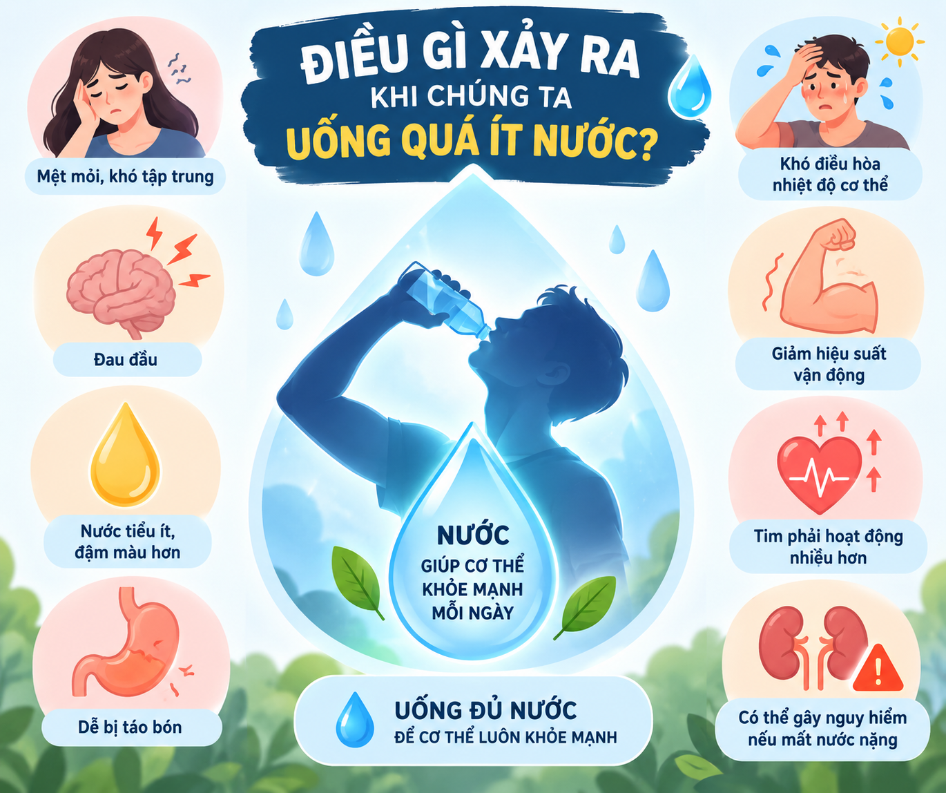 Điều Gì Xảy Ra Khi Chúng Ta Uống Quá Ít Nước?
