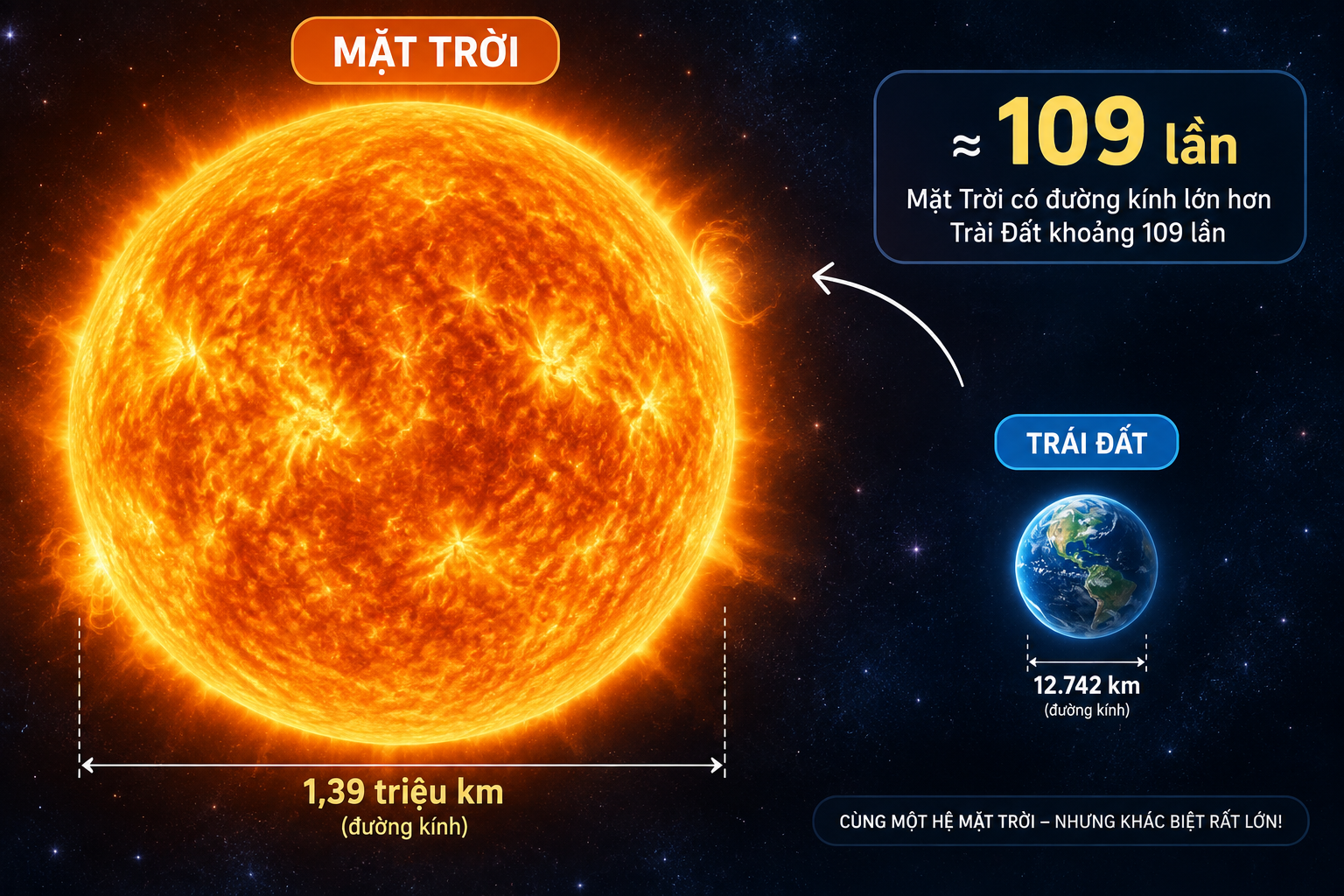 So Sánh Mặt Trời Và Trái Đất Vật Thể Nào Lớn Hơn?