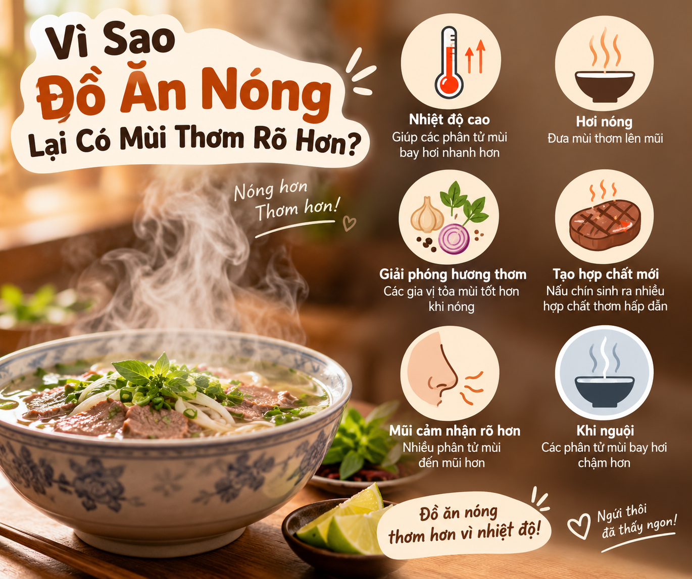 Vì Sao Đồ Ăn Nóng Lại Có Mùi Thơm Rõ Hơn?